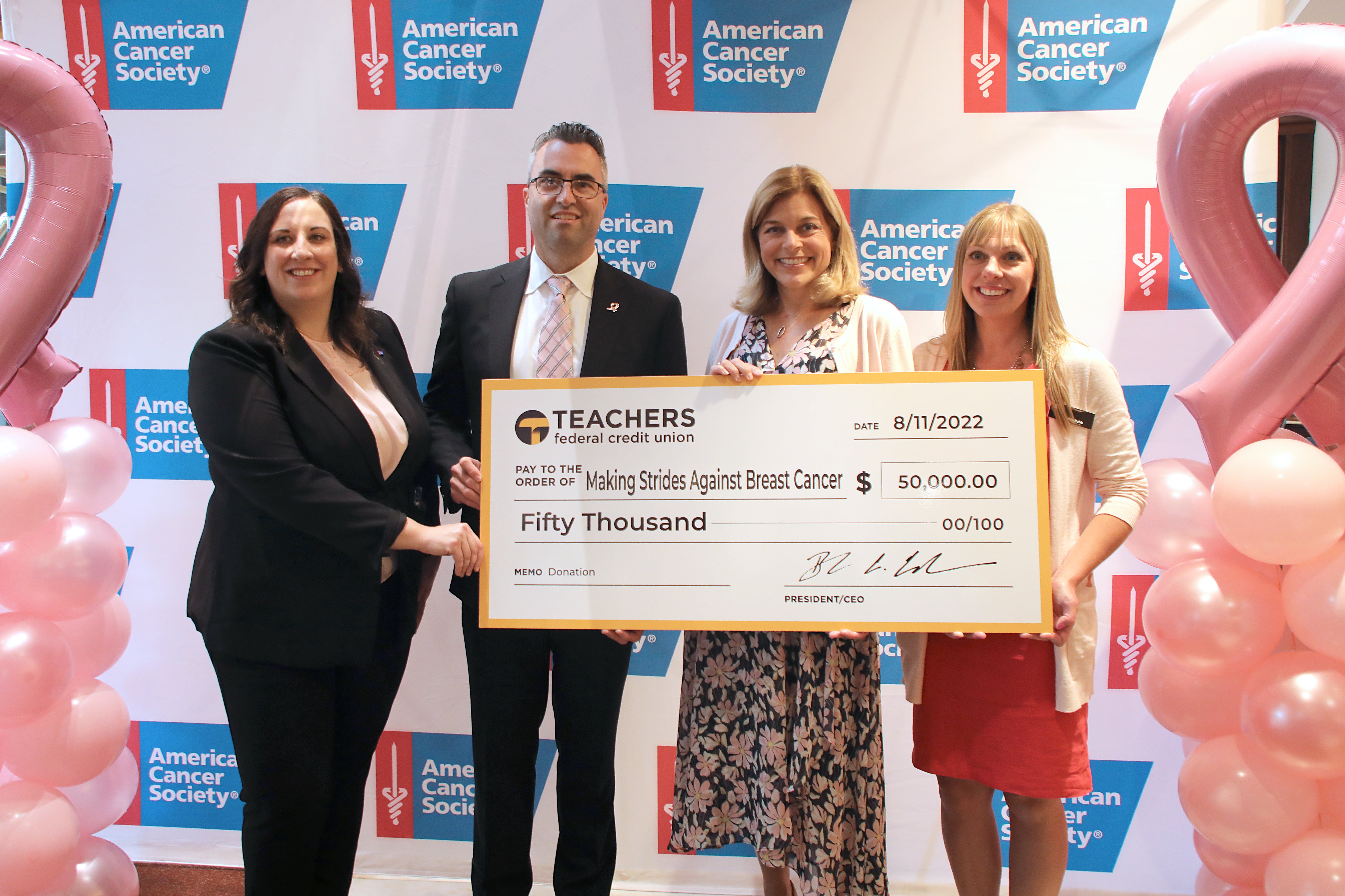 Teachers Federal Credit Union First-Ever Presenting Sponsor of the American Cancer Society’s Making Strides Against Breast Cancer Long Island.