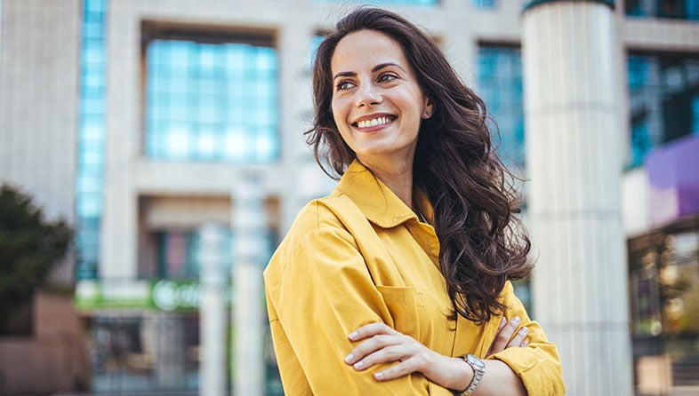 Woman at ease in the city