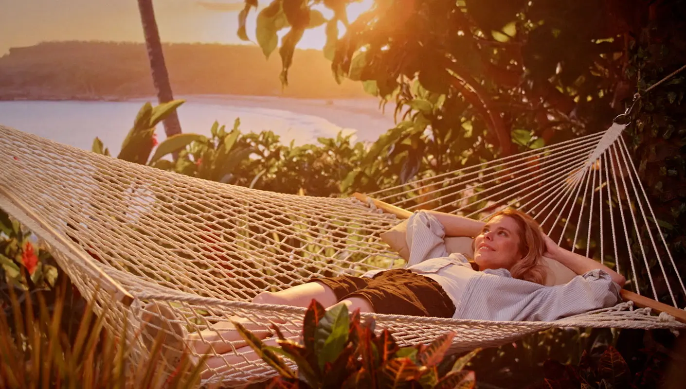 Women relaxing in a hammock