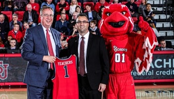 presentation from St. John's at basketball event